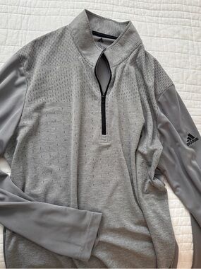 Men’s adidas Light Gray Quarter-Zip Performance Pullover